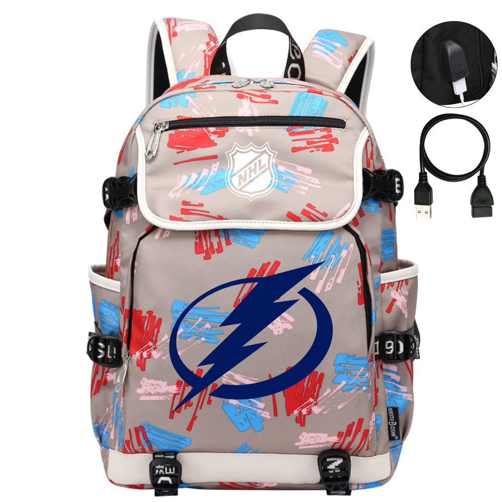 Tampa Bay Lightning Hockey League Backpack School Notebook Travel Bag