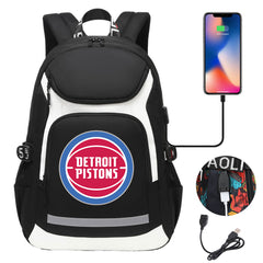 Detroit Pistons Backpack School Notebook Travel Bags With USB