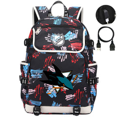 San Jose Sharks Hockey League Backpack School Notebook Travel Bag