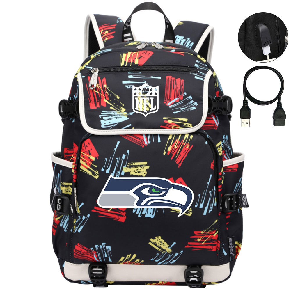 Seattle Seahawks Football Rugby Backpack School Notebook Travel Bags