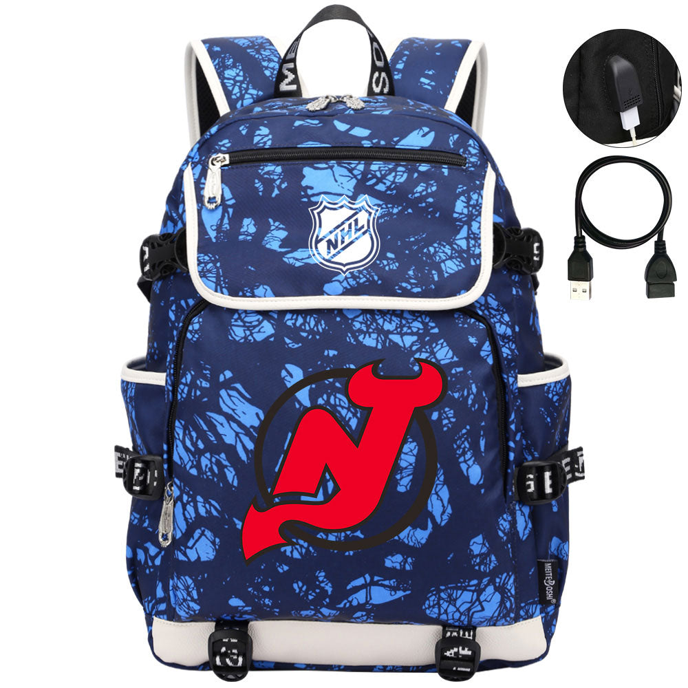 New Jersey Devils Hockey League Backpack School Notebook Travel Bag