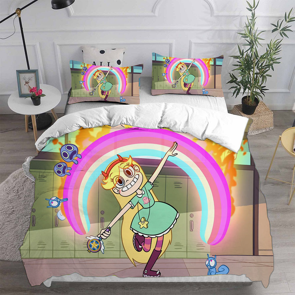 Star vs. the Forces of Evil Cosplay Bedding Set Duvet Cover Pillowcases Halloween Home Decor