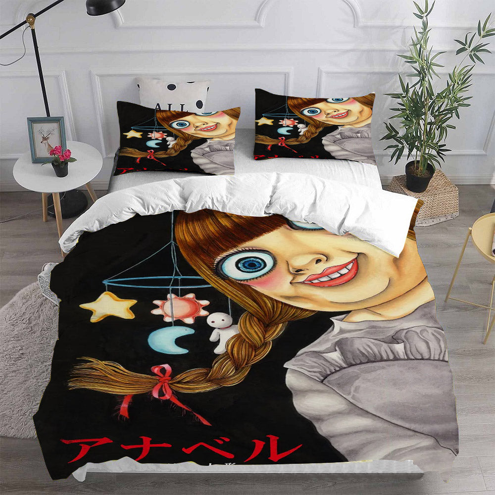 Annabelle Cosplay Bedding Set Duvet Cover Pillowcases Halloween Home Decor