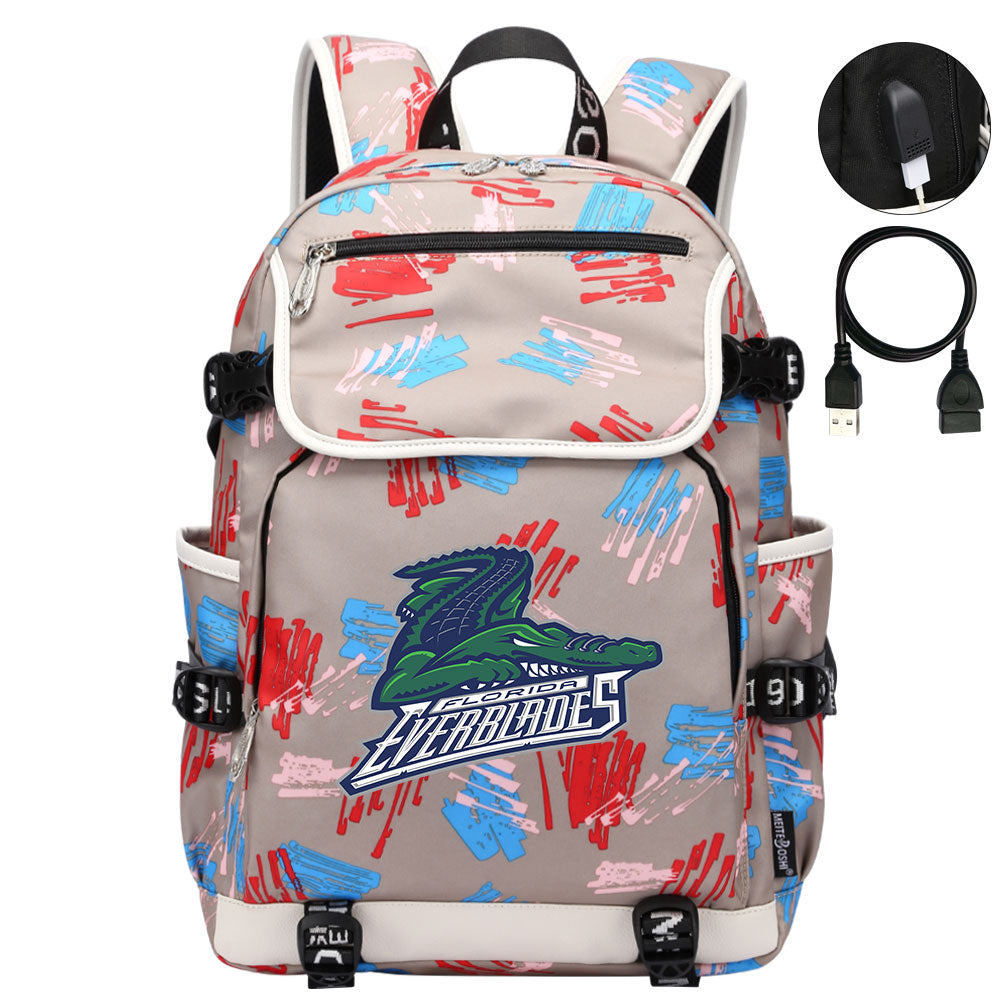 Florida Everblades Hockey League Backpack School Notebook Travel Bag