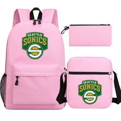 Seattle SuperSonics Basketball School Backpack Shoulder Bag Pencil Bags 3pcs Set