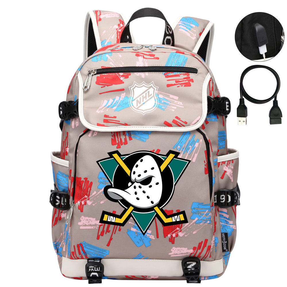 Anaheim Ducks Hockey Team Backpack School Notebook Travel Bags