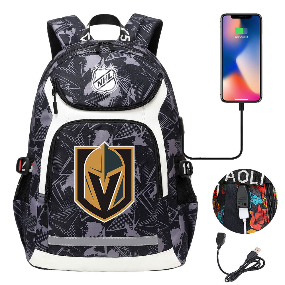Vegas Golden Knights Hockey League Backpack School Notebook Travel Bags With USB
