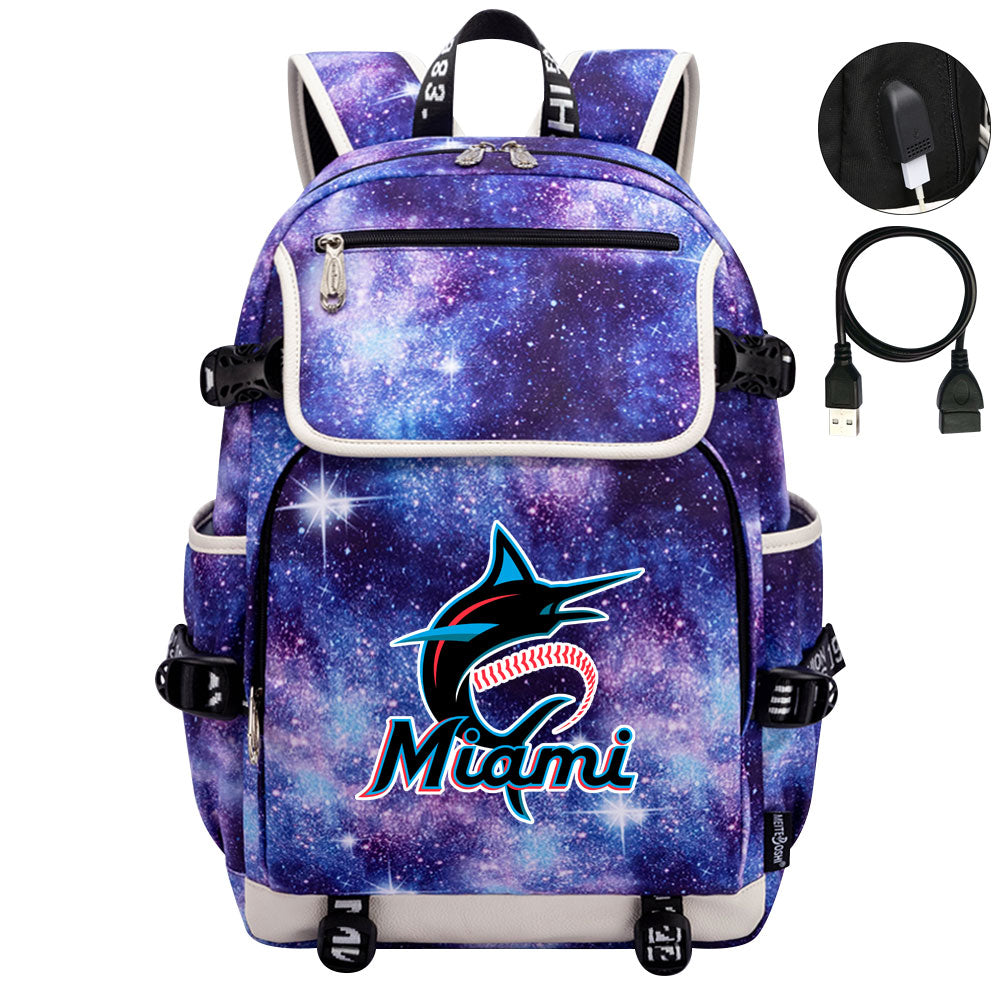 Miami Marlins Backpack School Notebook Travel Bags