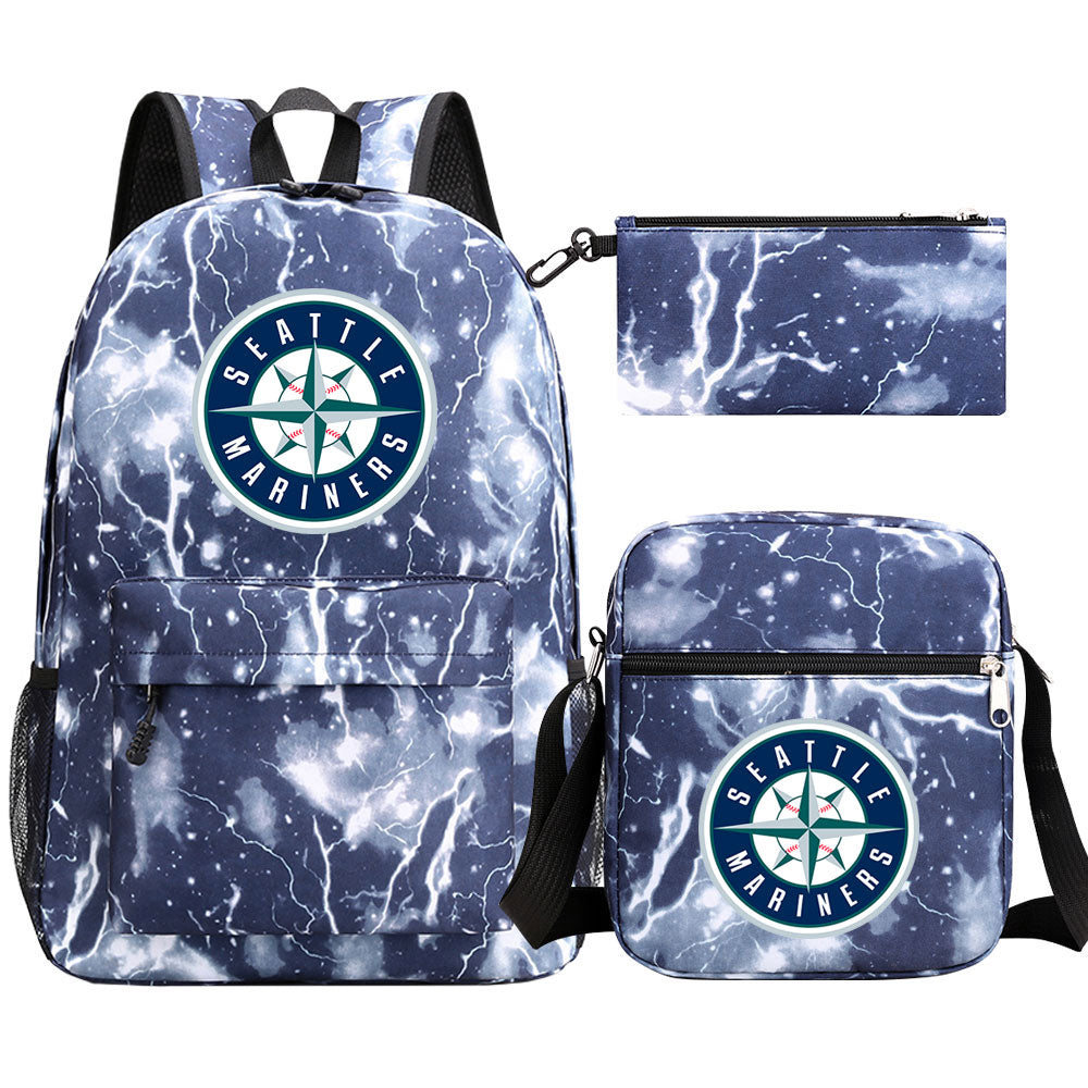 Seattle Mariners Baseball School Backpack Shoulder Bag Pencil Bags 3pcs Set