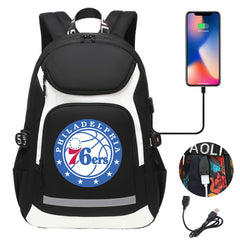 Philadelphia 76ers Backpack School Notebook Travel Bags With USB