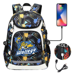 Toledo Walleye Backpack School Notebook Travel Bags With USB