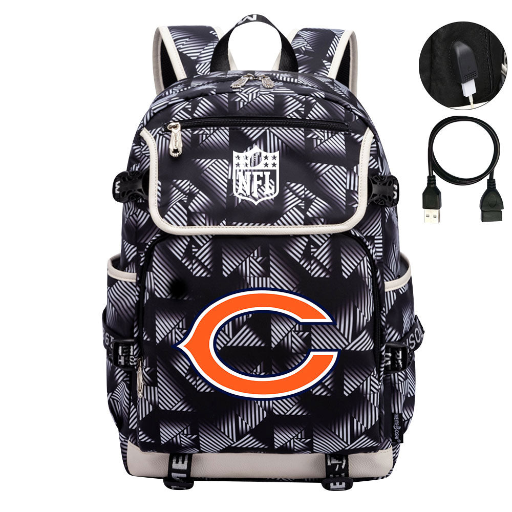 Chicago Bears Football Team Rugby Backpack School Notebook Travel Bag