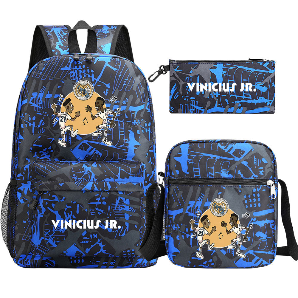 Vinicius Junior Football Player School Backpack Shoulder Bag Pencil Bags 3pcs Set