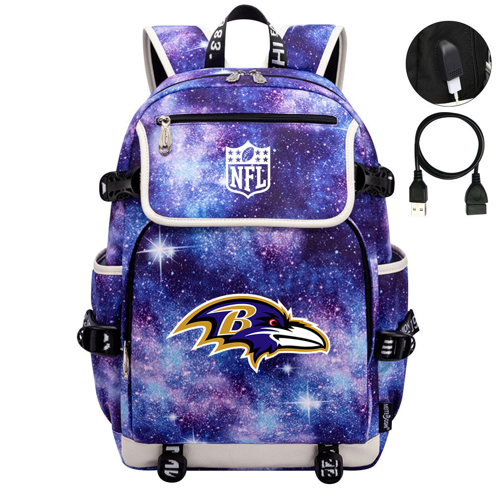 Baltimore Ravens Football Team Rugby Backpack School Notebook Travel Bag