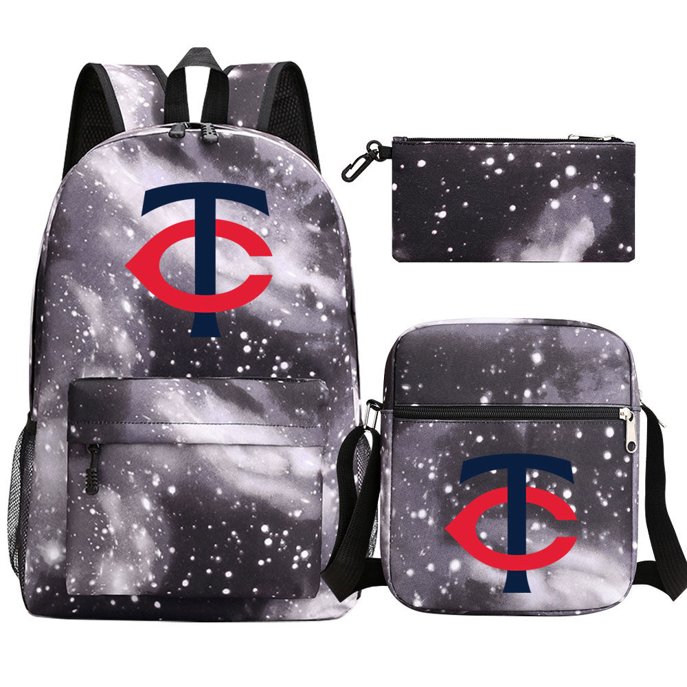 Minnesota Twins Baseball School Backpack Shoulder Bag Pencil Bags 3pcs Set