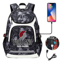 Portland Trail Blazers Backpack School Notebook Travel Bags With USB