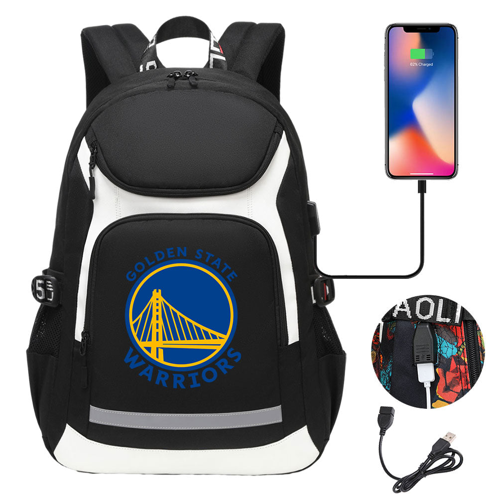 Golden State Warriors Backpack School Notebook Travel Bags With USB