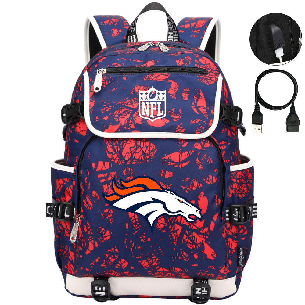 Denver Broncos Football Team Rugby Backpack School Notebook Travel Bag