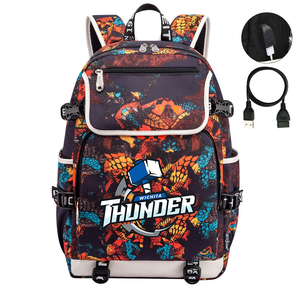 Wichita Thunder Hockey Backpack School Notebook Travel Bag
