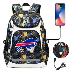 Buffalo Bills Football Rugby Backpack School Notebook Travel Bags With USB