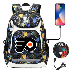 Philadelphia Flyers Hockey League Backpack School Notebook Travel Bags With USB