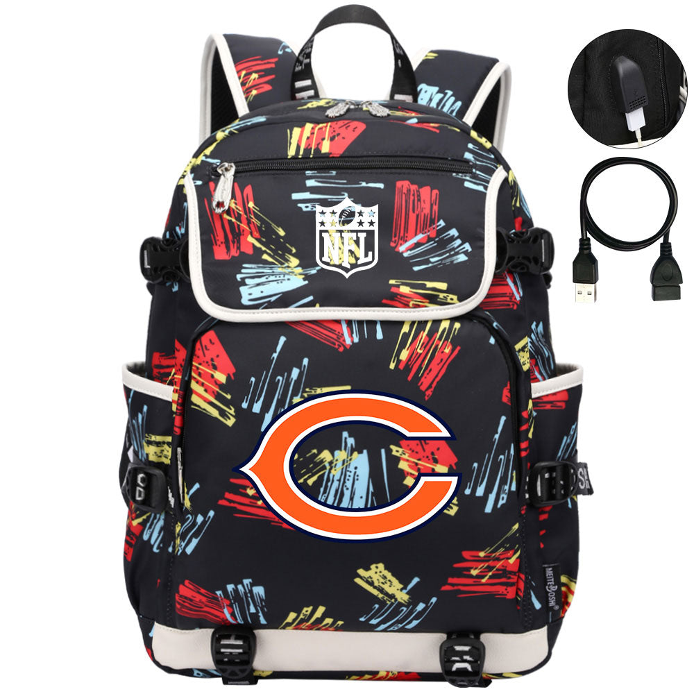 Chicago Bears Football Team Rugby Backpack School Notebook Travel Bag