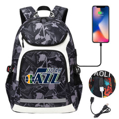 Utah Jazz Backpack School Notebook Travel Bags With USB