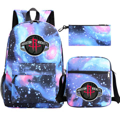 Houston Rockets Basketball School Backpack Shoulder Bag Pencil Bags 3pcs Set