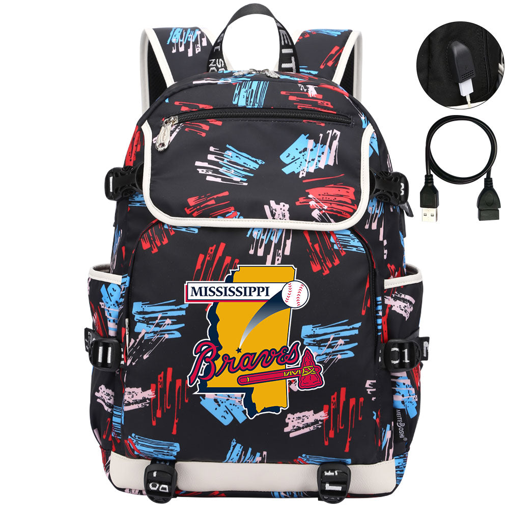 Mississippi Braves Backpack School Notebook Travel Bags