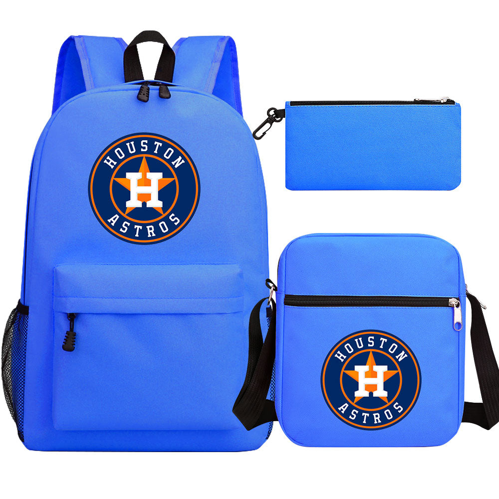 Houston Astros Baseball School Backpack Shoulder Bag Pencil Bags 3pcs Set