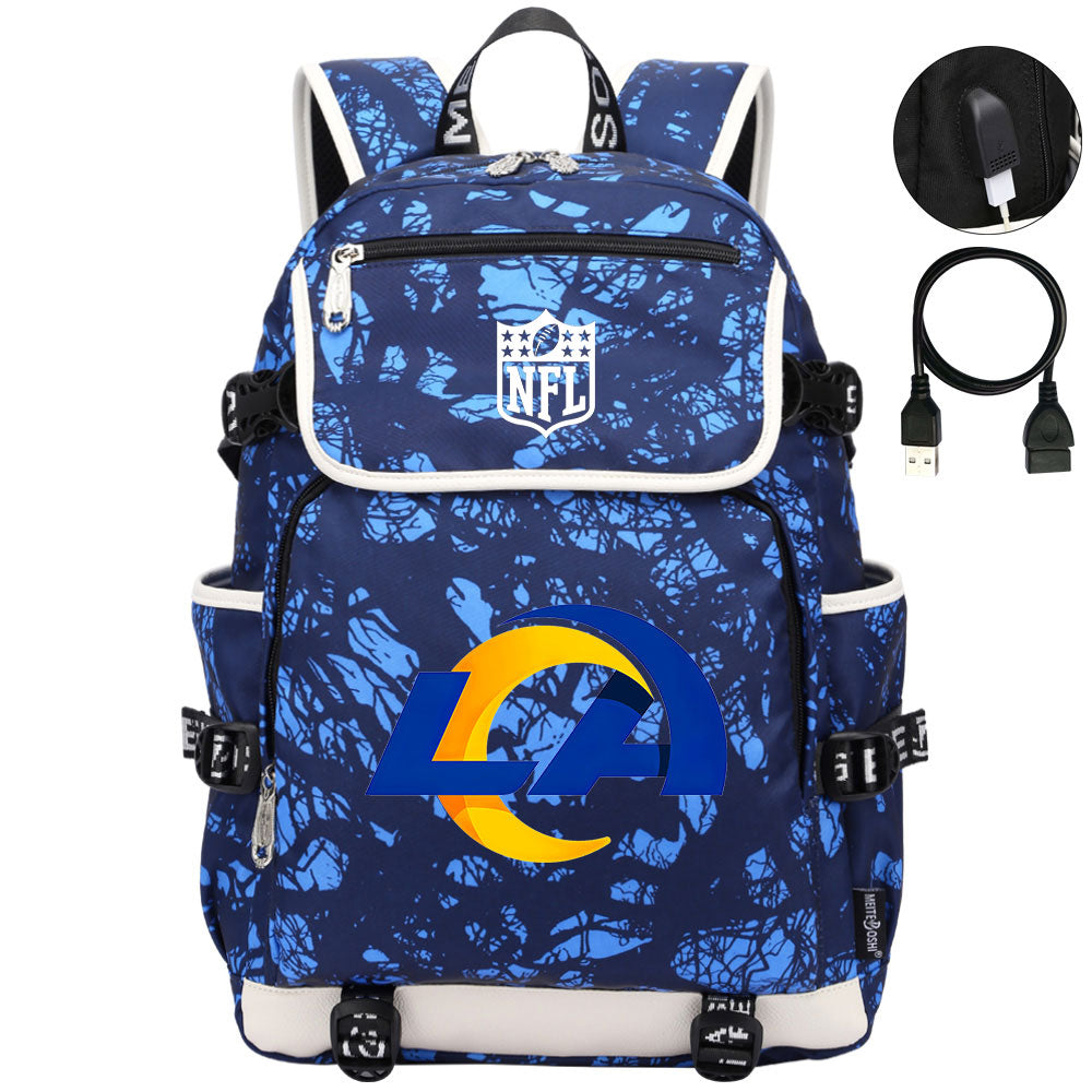 Los Angeles Rams Football Rugby Backpack School Notebook Travel Bags