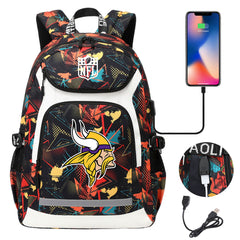Minnesota Vikings Football Rugby Backpack School Notebook Travel Bags With USB