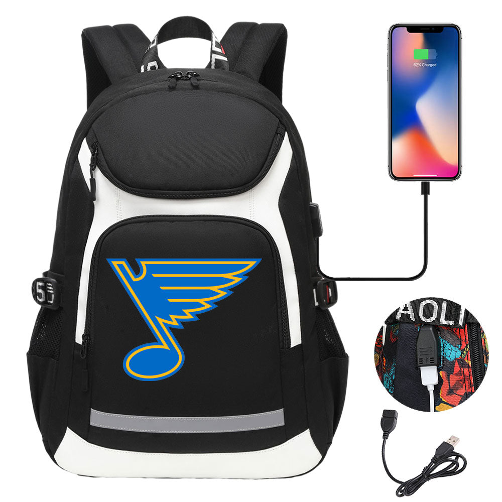 St Louis Blues Hockey League Backpack School Notebook Travel Bags With USB