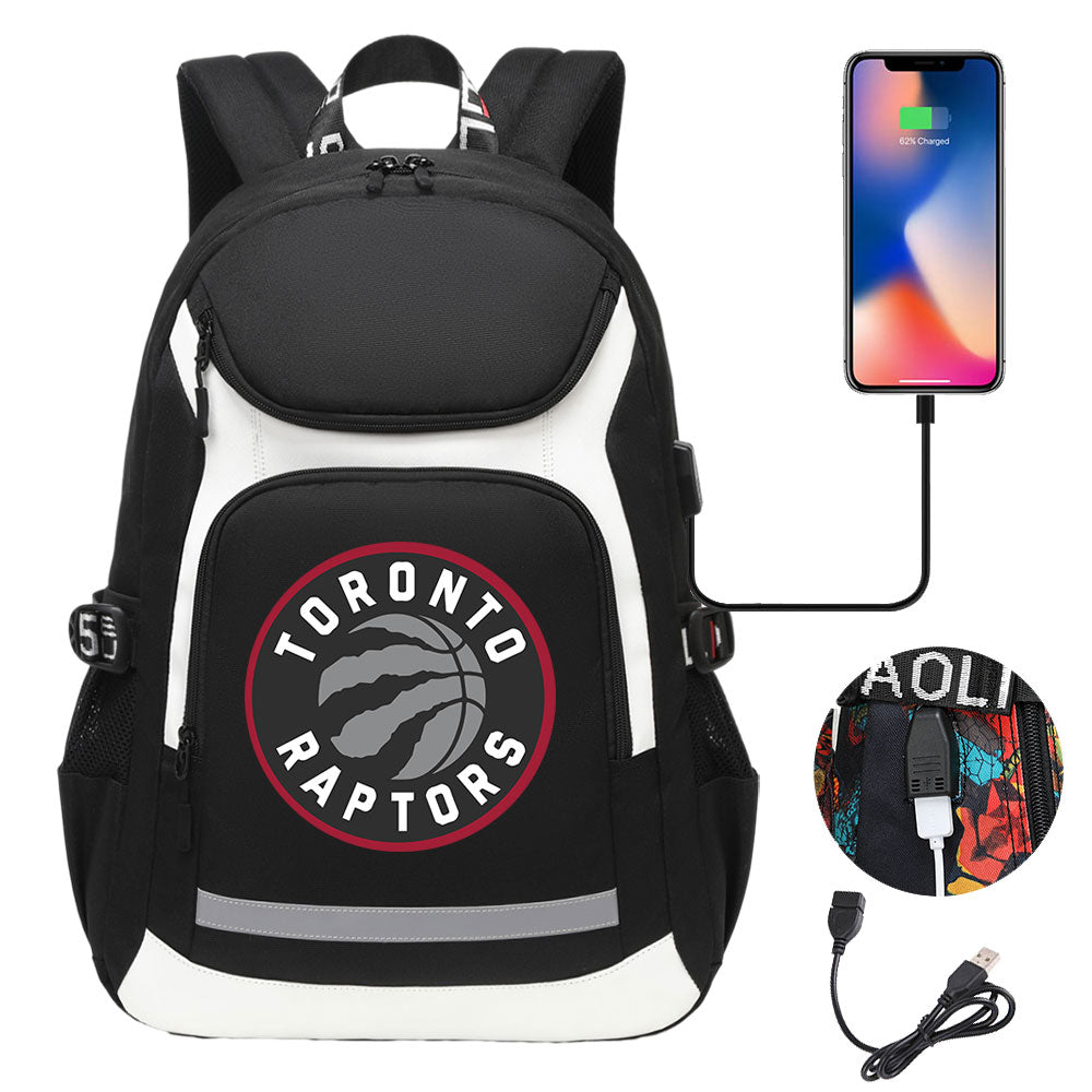 Toronto Raptors Backpack School Notebook Travel Bags With USB