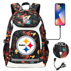 Pittsburgh Steelers Football Rugby Backpack School Notebook Travel Bags With USB