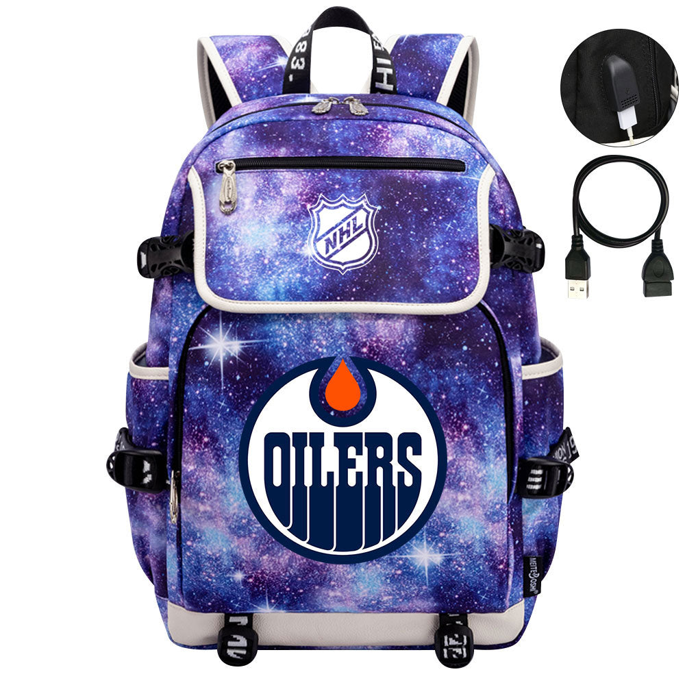 Edmonton Oilers Hockey League Backpack School Notebook Travel Bag