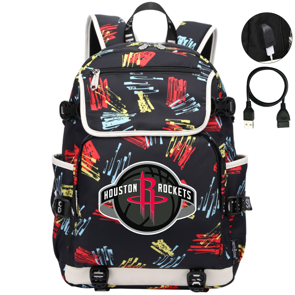 Houston Rockets Backpack School Notebook Travel Bags
