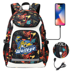 Toledo Walleye Backpack School Notebook Travel Bags With USB