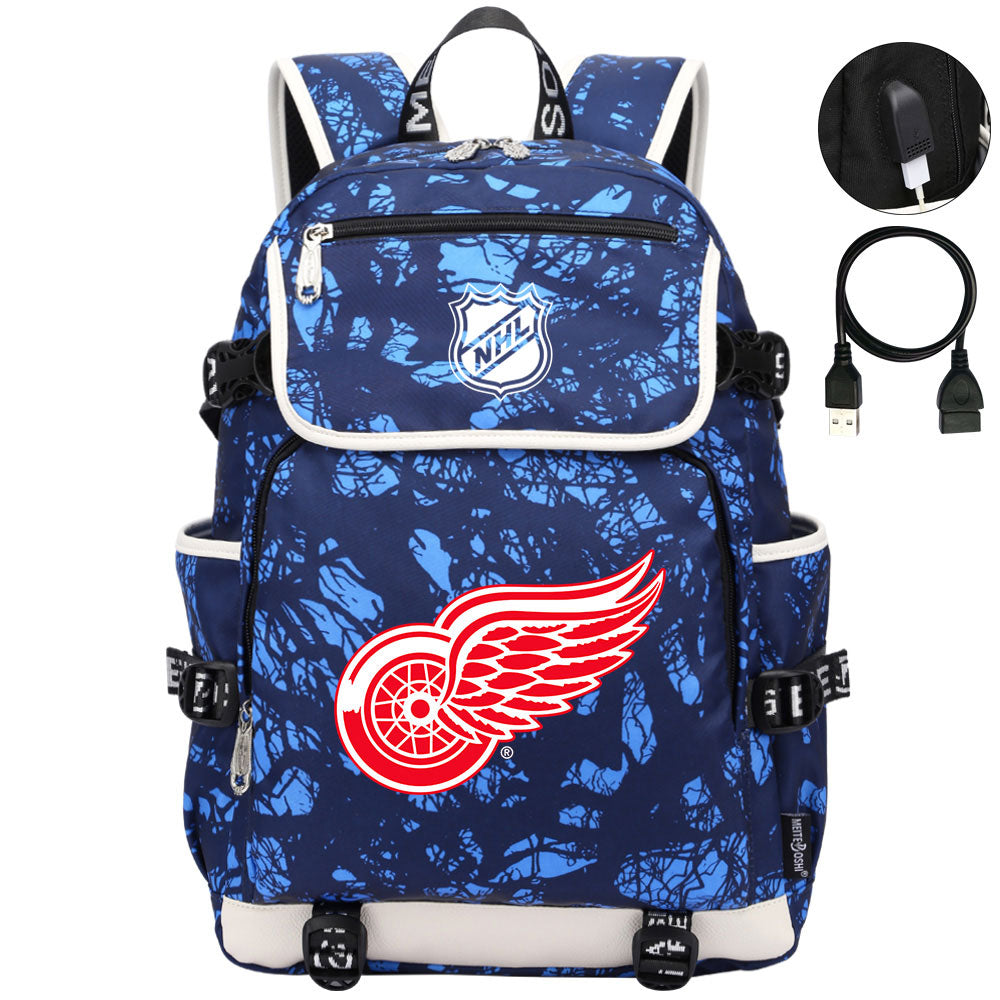 Detroit Red Wings Hockey League Backpack School Notebook Travel Bags