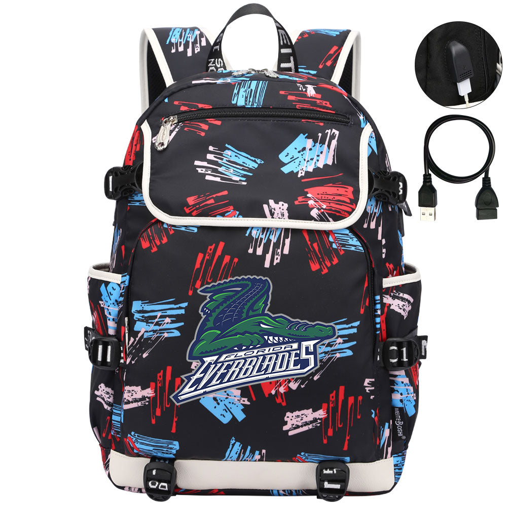 Florida Everblades Hockey League Backpack School Notebook Travel Bag