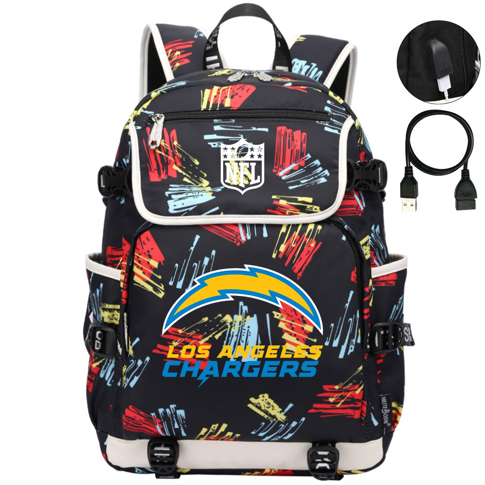 Los Angeles Chargers Football Rugby Backpack School Notebook Travel Bags