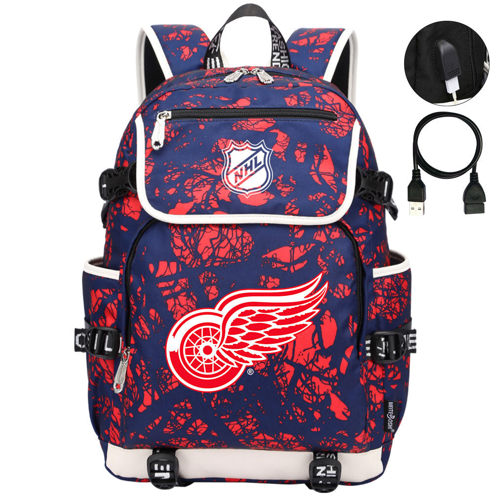Detroit Red Wings Hockey League Backpack School Notebook Travel Bags