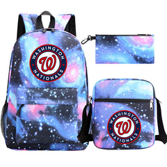 Washington Nationals Baseball School Backpack Shoulder Bag Pencil Bags 3pcs Set