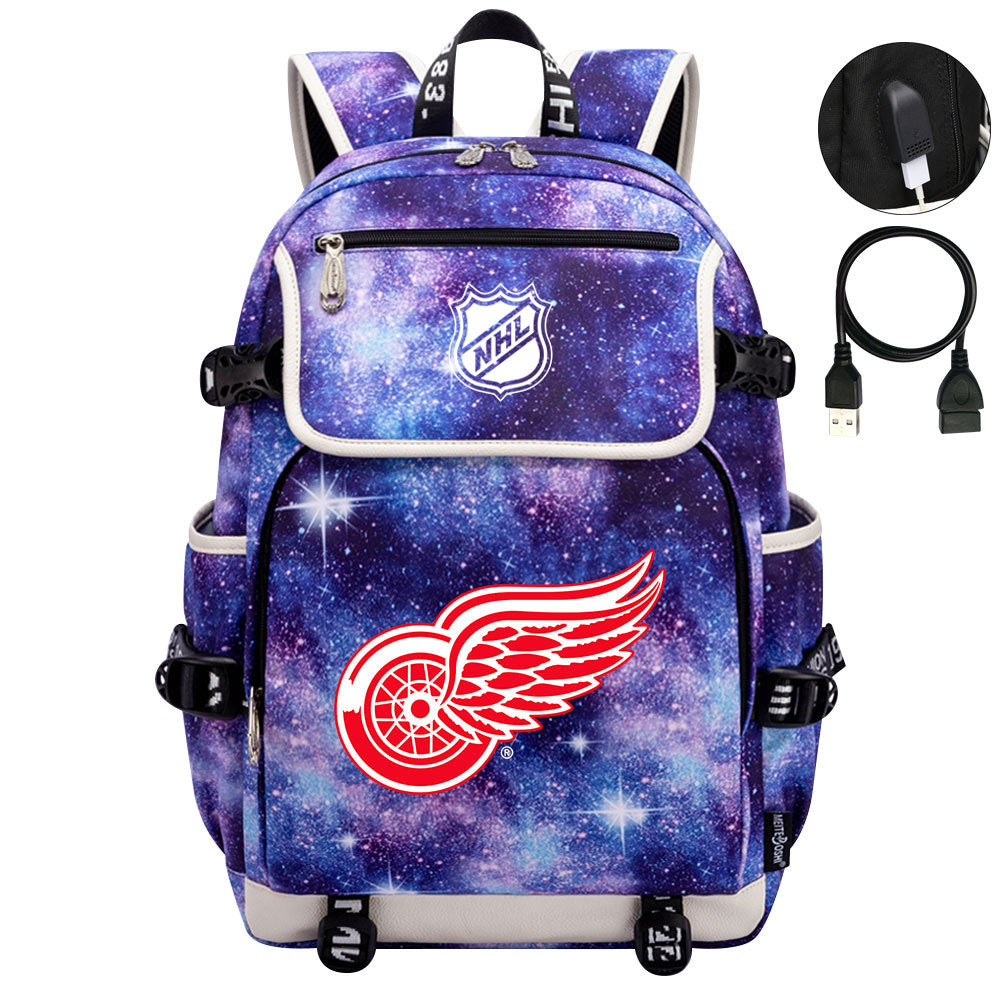 Detroit Red Wings Hockey League Backpack School Notebook Travel Bags