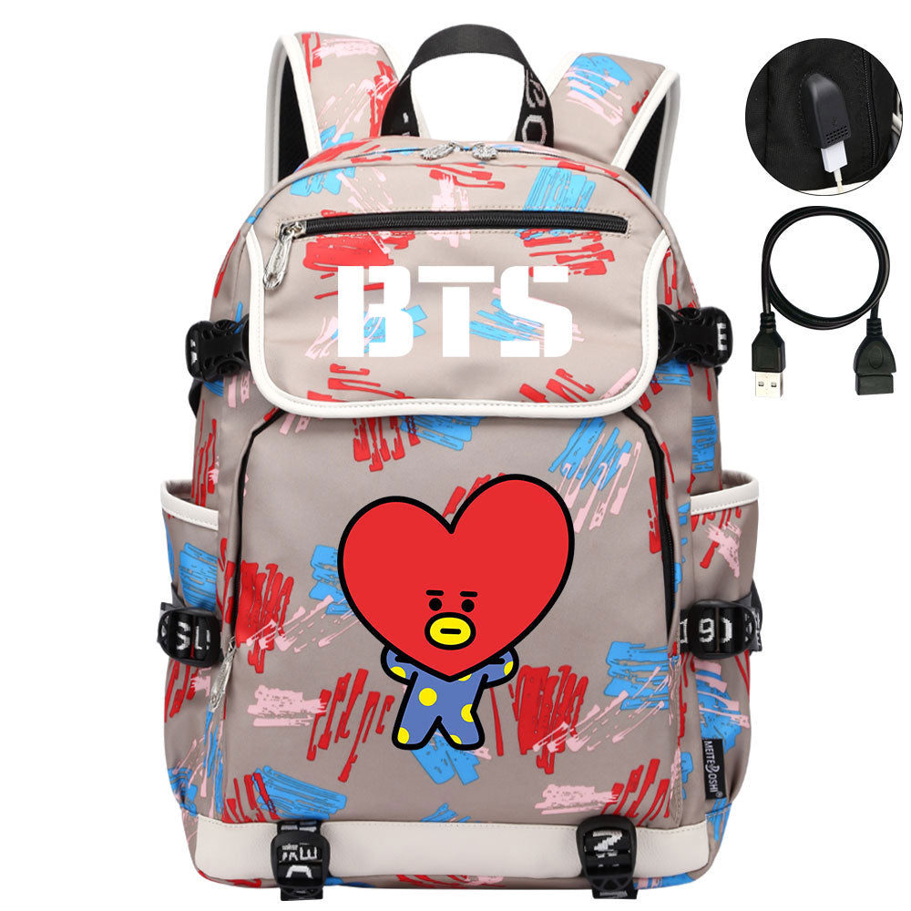 BTS TATA Backpack School Notebook Travel Bags