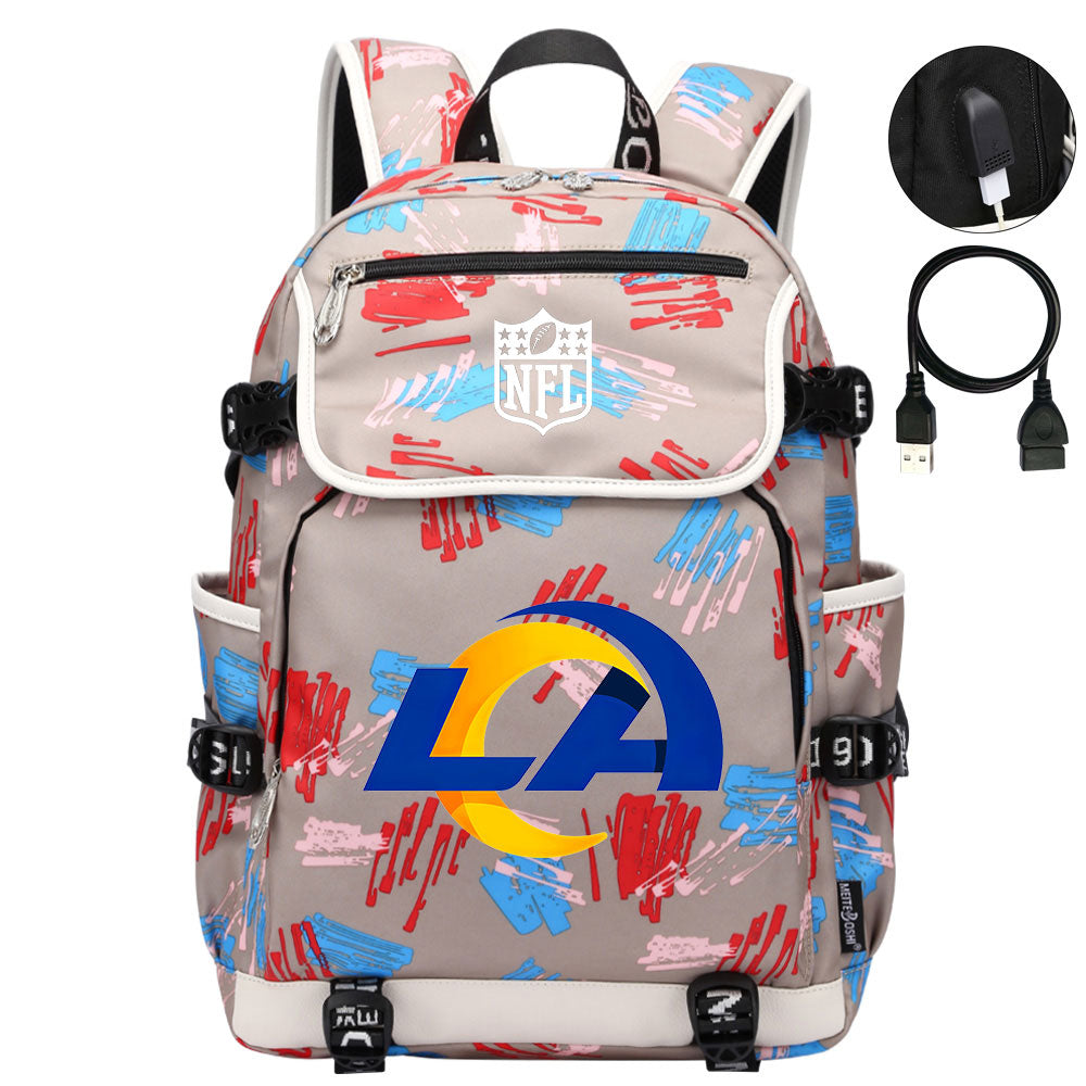 Los Angeles Rams Football Rugby Backpack School Notebook Travel Bags