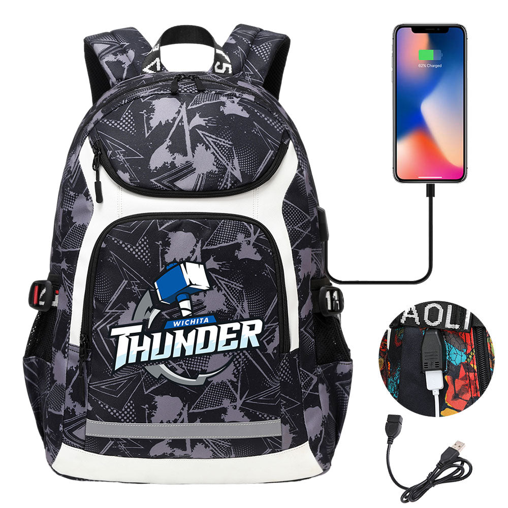 Wichita Thunder Backpack School Notebook Travel Bags With USB