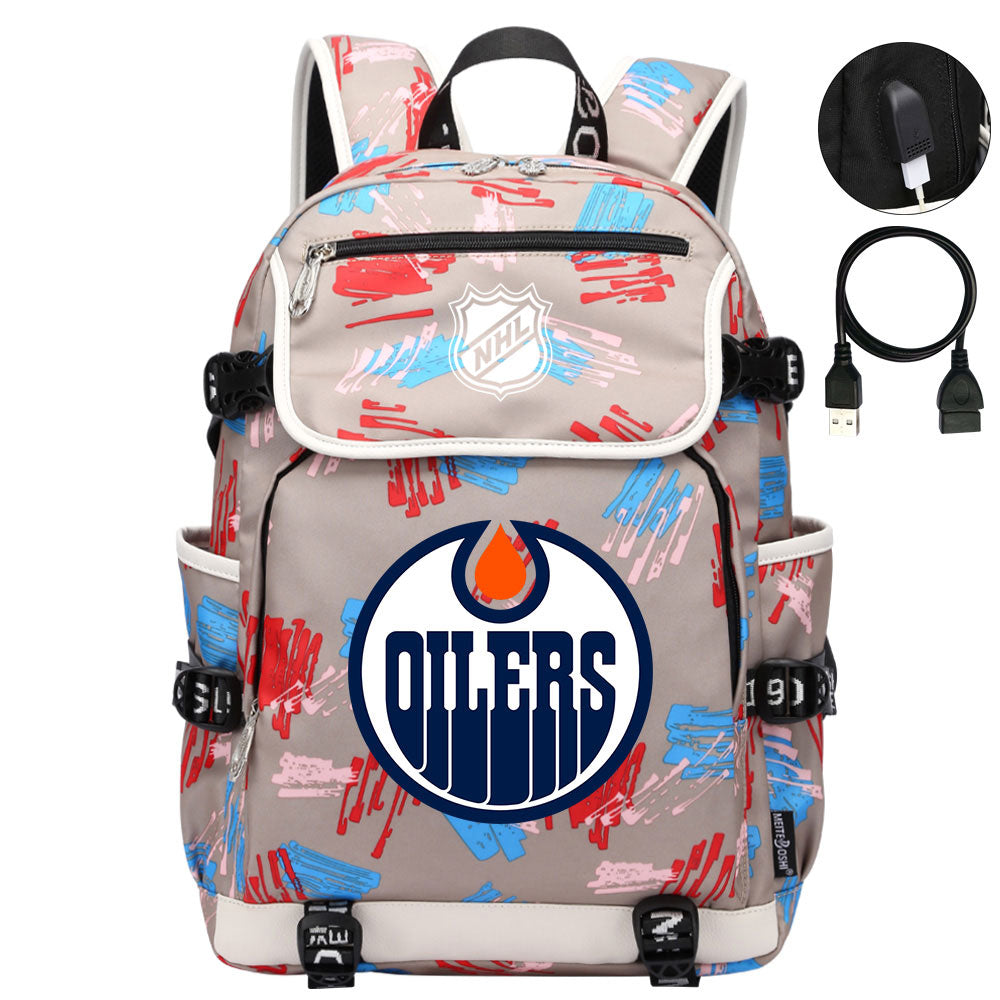Edmonton Oilers Hockey League Backpack School Notebook Travel Bag