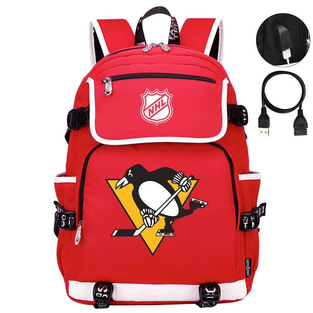Pittsburgh Penguins Hockey League Backpack School Notebook Travel Bag