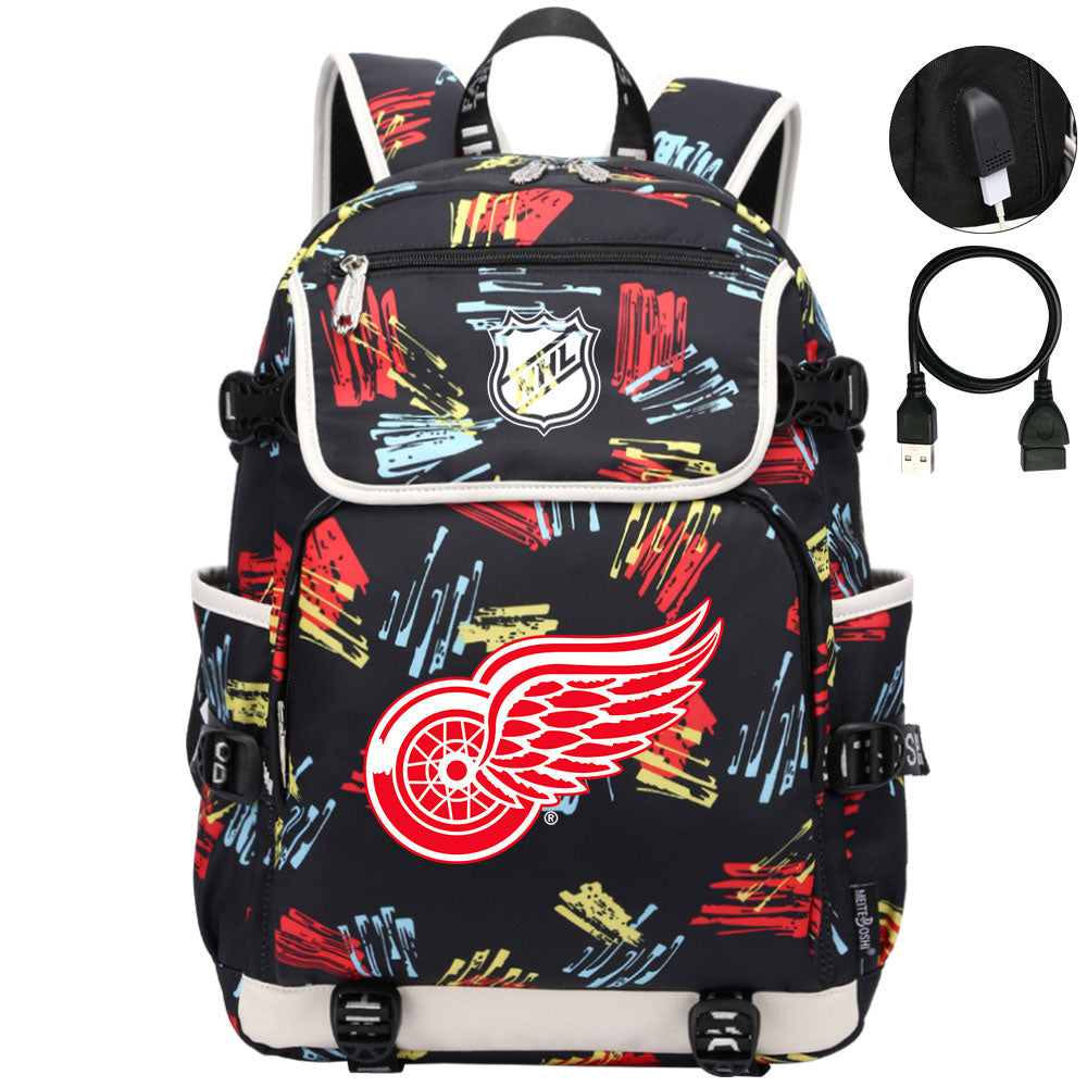 Detroit Red Wings Hockey League Backpack School Notebook Travel Bags